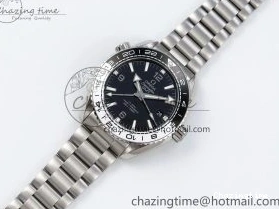 0105 Planet Ocean 600M ‘Tai Chi’ GMT 43.5mm VSF 1:1 Best Edition Black White Ceramic Bezel and Dial on SS Bracelet A8906 Super Clone Durable 7732